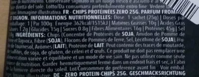 Lista de ingredientes del producto Zero chips cheese & onion Prozis 