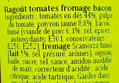 Lista de ingredientes del producto Guloso Tomate, Queijo & Pancetta Guloso, Sugal Alimentos SA 450 g