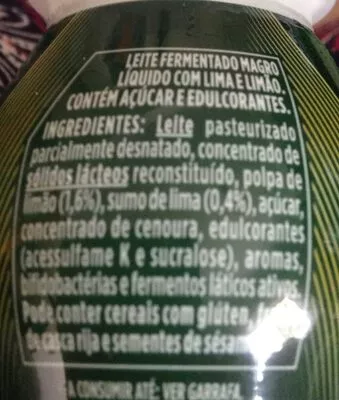 Lista de ingredientes del producto Activia - 0% lima limón Danone 