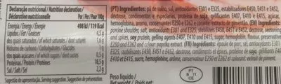 Lista de ingredientes del producto Paio Fatiados Probar 