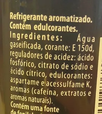 Lista de ingredientes del producto Pepsi-cola (diet)-330ml-max Zero Aããcar Uef-portugal  