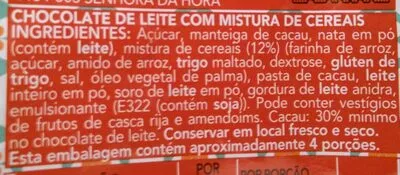 Lista de ingredientes del producto Chocolate de leite cereais Continente 