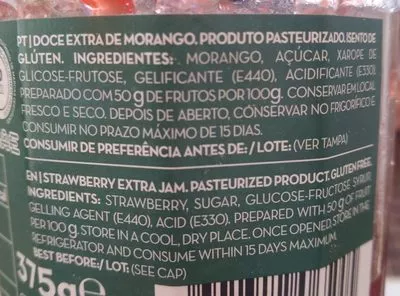 Lista de ingredientes del producto Doce extra Morango Continente 