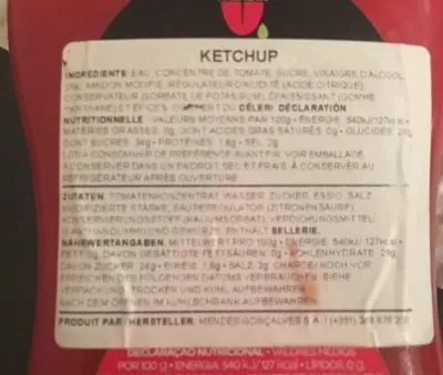 Lista de ingredientes del producto Ketchup Paladin Top Down Paladin 