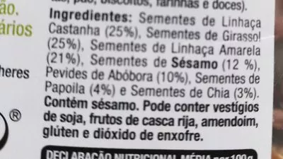 Lista de ingredientes del producto Mistura de sementes Salutem 