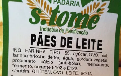 Lista de ingredientes del producto Pães de leite Padaria S. Tomé 300