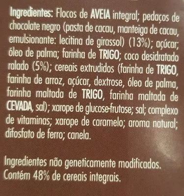 Lista de ingredientes del producto Granola chocolat et coco Cem Porcento 