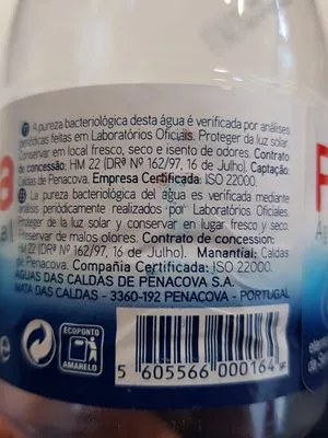 Lista de ingredientes del producto Água Mineral Natural Caldas de Penacova 50 cl