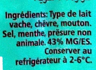 Lista de ingredientes del producto Fromage à pate demi-dure 43% MG/ES Patria 250 g