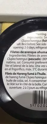 Lista de ingredientes del producto Filets de hareng fumé à l'huile  