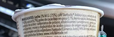 Lista de ingredientes del producto Chilled cup café frío cappuccino Starbucks 220 ml