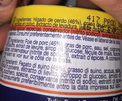 Lista de ingredientes del producto Bouquet Foie 125G Tulip Tulip 125 g