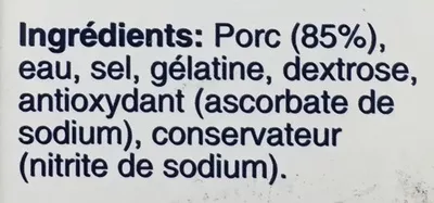 Lista de ingredientes del producto Noix d'épaule cuite choix Désossée Tulip 340 g