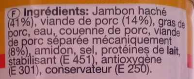 Lista de ingredientes del producto Délice de Jambon Tulip 200 g e