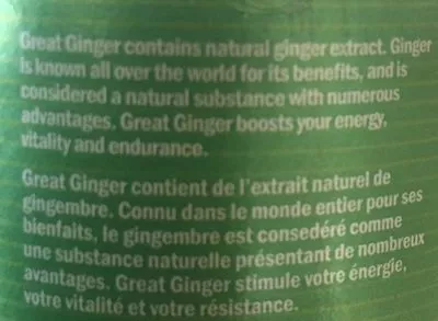 Lista de ingredientes del producto Great Ginger Great Performance Boost 