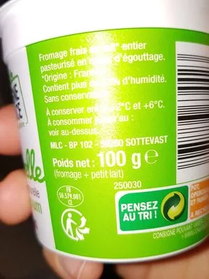 Lista de ingredientes del producto Faisselle Campagne de France 100g