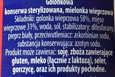 Lista de ingredientes del producto Golonkowa Krakus, Animex Foods 300 g