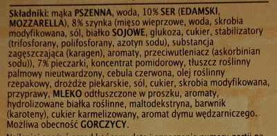 Lista de ingredientes del producto Pizza Guseppe z szynką i pieczarkami głęboko mrożona Dr. Peter 425 g