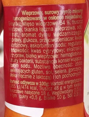 Lista de ingredientes del producto metka łososiowa sokołów 250 g.