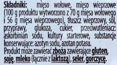 Lista de ingredientes del producto Salami ostródzkie Kraina Wędlin 100 g