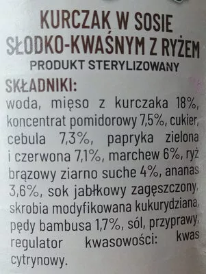 Lista de ingredientes del producto Kurczak w sosie słodko-kwaśnym z ryżem Międzychód 500 g