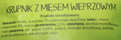 Lista de ingredientes del producto Krupnik z mięsem wieprzowym Profi 450 g