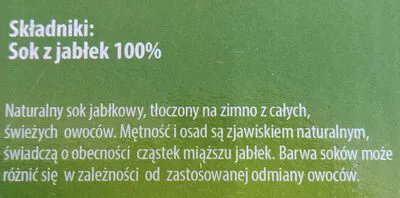 Lista de ingredientes del producto Sok jabłkowy tłoczony Klimkiewicz 3 l