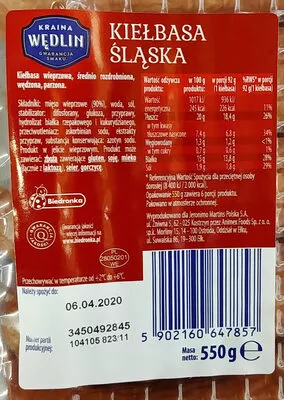 Lista de ingredientes del producto   550 g