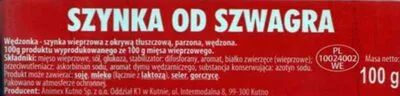 Lista de ingredientes del producto Szynka od Szwagra Krakus, Animex Kutno 100 g