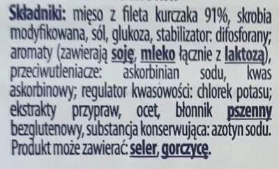 Lista de ingredientes del producto Szynka z fileta kurczaka Kraina wędlin, Biedronka 10 g