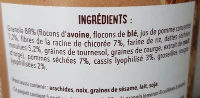 Lista de ingredientes del producto Granola aux fruits One Day More 400 g