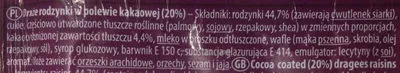 Lista de ingredientes del producto Rodzynki Draże Skawa 70 g