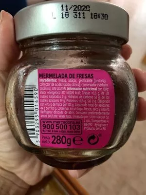 Lista de ingredientes del producto Mermelada de fresa a trozos Hacendado 280 g