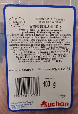 Lista de ingredientes del producto  Auchan 