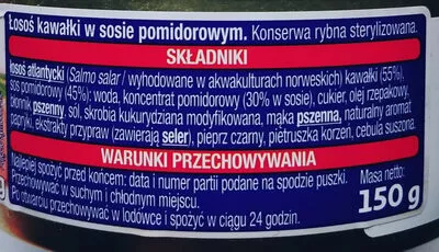 Lista de ingredientes del producto Łosoś w sosie pomidorowym Auchan 150 g