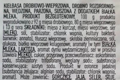 Lista de ingredientes del producto Kabanos & stixy Olewnik 100 g