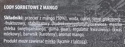 Lista de ingredientes del producto Sorbet mango Biedronka 650 g