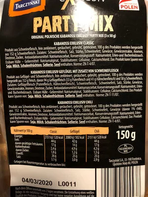 Lista de ingredientes del producto Kabanos exklusive Tarczyński 150g