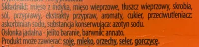 Lista de ingredientes del producto Kabanos Tarczyński 130 g