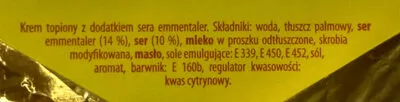 Lista de ingredientes del producto Krem topiony z dodatkiem sera emmentaler Krem Topiony 100 g