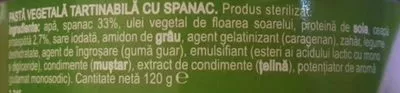 Lista de ingredientes del producto Pate vegetal Mandy 120 g