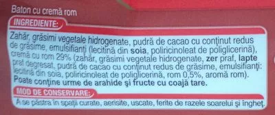 Lista de ingredientes del producto Cora Baton cu crema rom Cora 30 g,