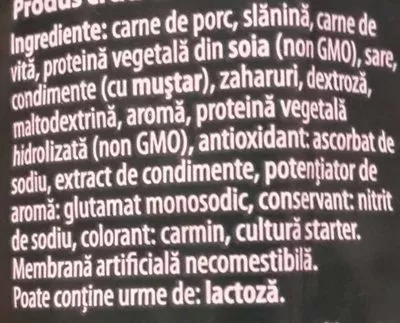 Lista de ingredientes del producto Salam Uscat Mozaic Agricola 400 g