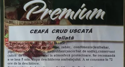 Lista de ingredientes del producto Premium Ceafa crud uscata, feliata Premium 80 g,