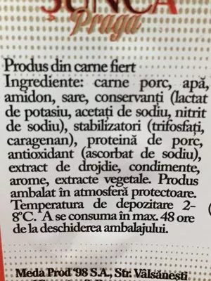 Lista de ingredientes del producto Sunca praga Meda 200 g,