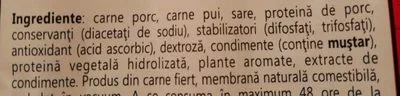 Lista de ingredientes del producto Cârnați Turinger Tara Mea 600 g,