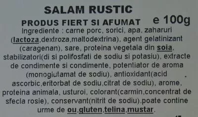 Lista de ingredientes del producto Fil Sam Salam rustic Fil Sam 100 g,