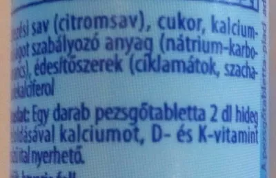 Lista de ingredientes del producto Kalcium+D+K vitamin Haas 80 g