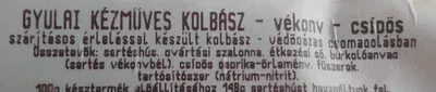 Lista de ingredientes del producto Kézműves Kolbász Gyulai 400 g