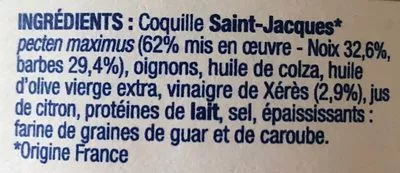 Lista de ingredientes del producto Rillettes de saint jacques au vinaigre de xeres  